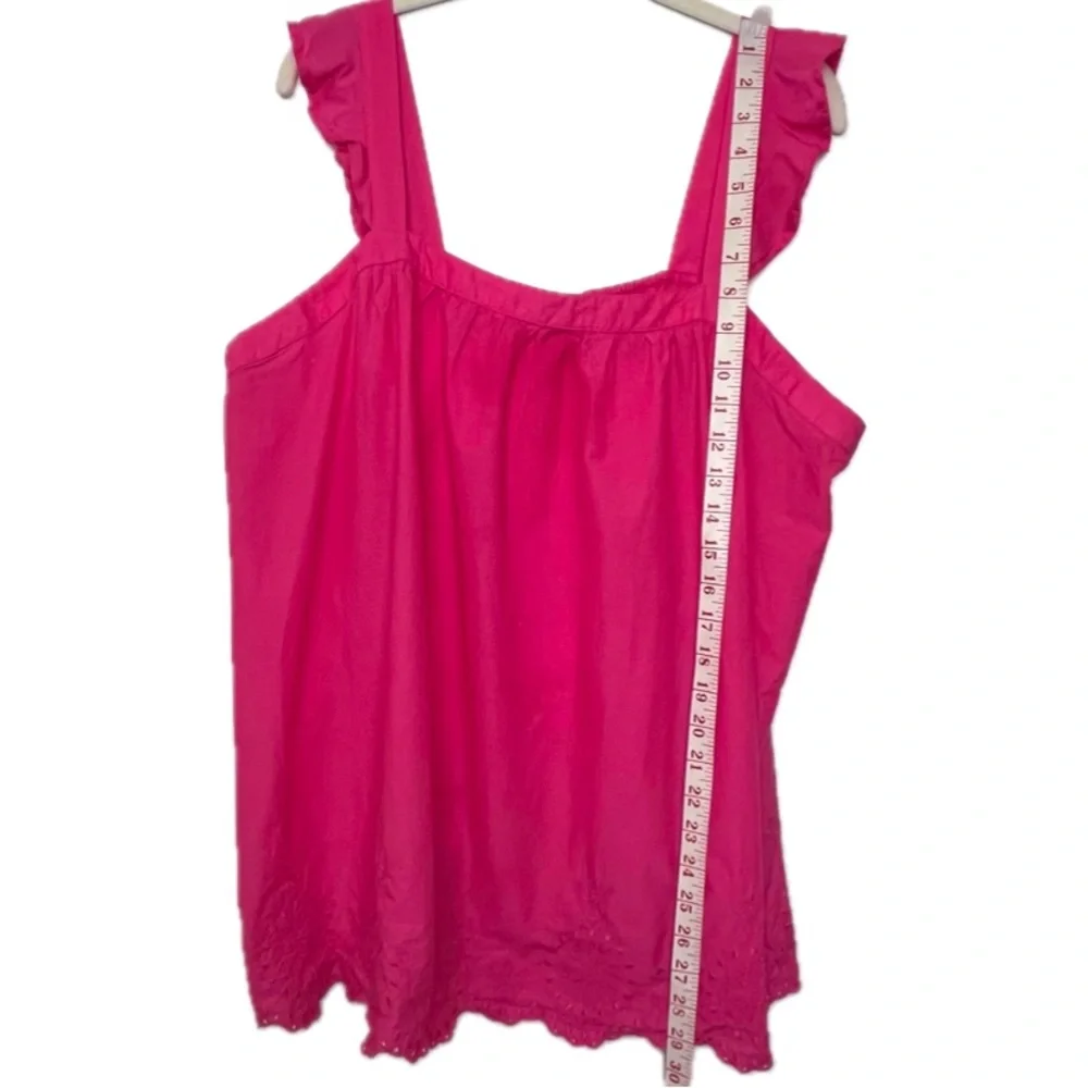 Lane Bryant Tank Top Size 16 Pink Embroidery Cotton Airy Breezy Square Neck